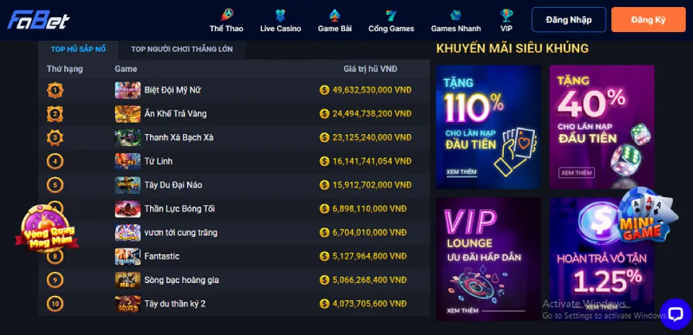 Các chương trình khuyến mãi 58win hấp dẫn